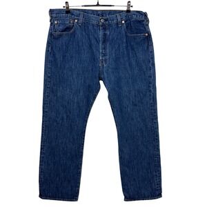 Levis 501 Jeans Mens 40x30 Blue Button Fly Straight Leg Workwear Dark Wash